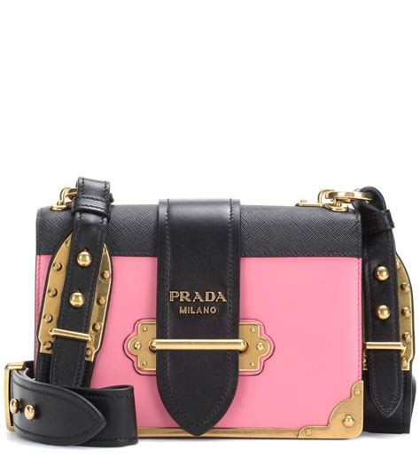 prada cahier small two tone leather shoulder bag